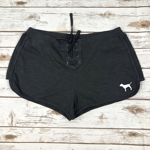 PINK Victoria's Secret Pants - Victoria's Secret Pink Lace up Shorts Dog Logo L